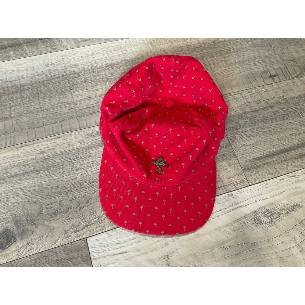 LRG True Heads Red Corduroy Mushroom Pattern Strapback Hat Cap OSFM